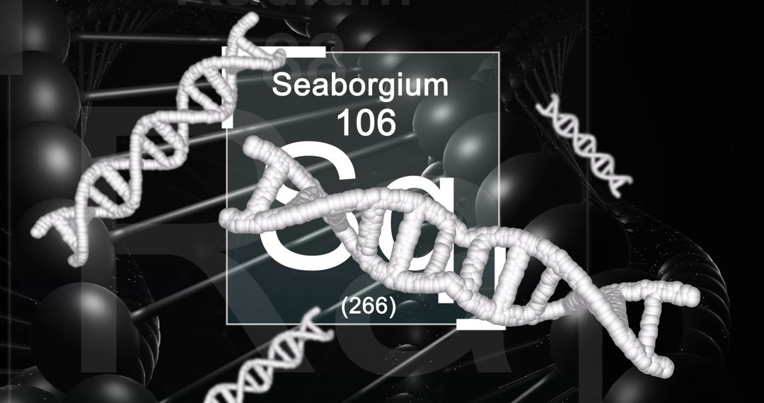 Seaborgium Element Encoded with DNA Sequences on Black Background