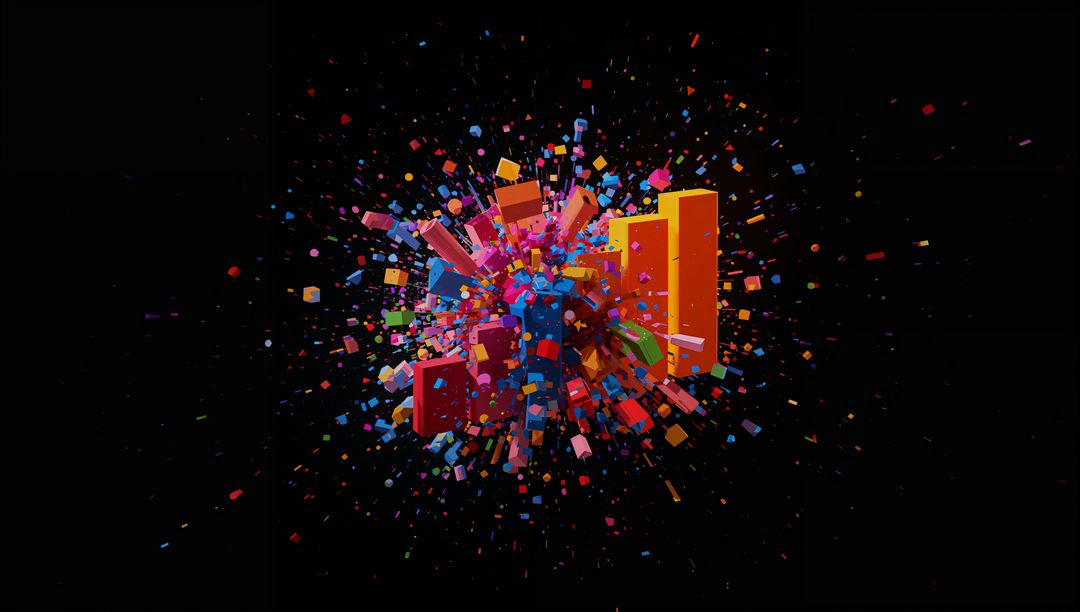 Vibrant Explosion of Colorful Geometric Shapes in Digital Space