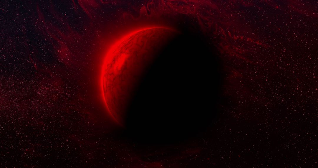 Mysterious Red Planet in Dark Cosmic Space