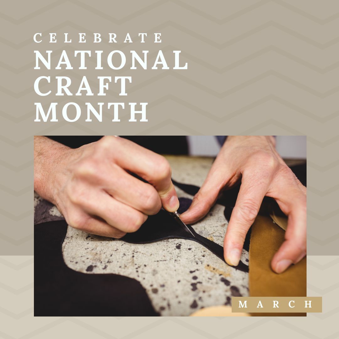 Hands Cutting Leather for National Craft Month Celebration