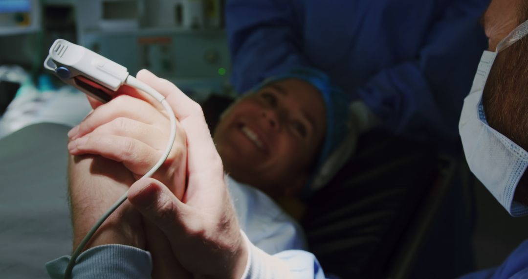 Close-up of Caucasian man comforting pregnant woman during labor in operation theater - Free Images, Stock Photos and Pictures on Pikwizard.com