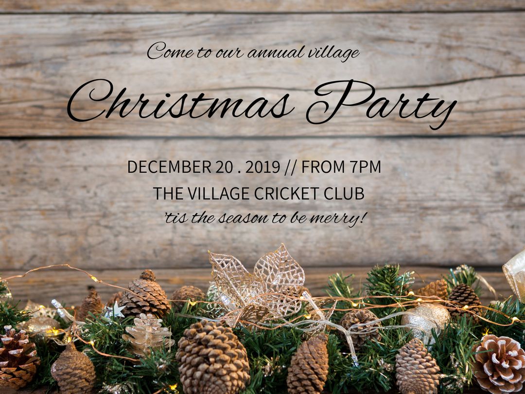 Rustic Christmas Party Invitation with Decorative Garland