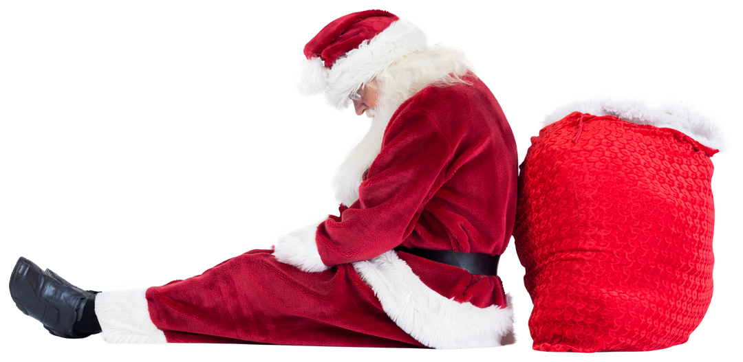 Santa Claus Sleeping Resting on Sack with Transparent Background - Download Free Stock Images Pikwizard.com