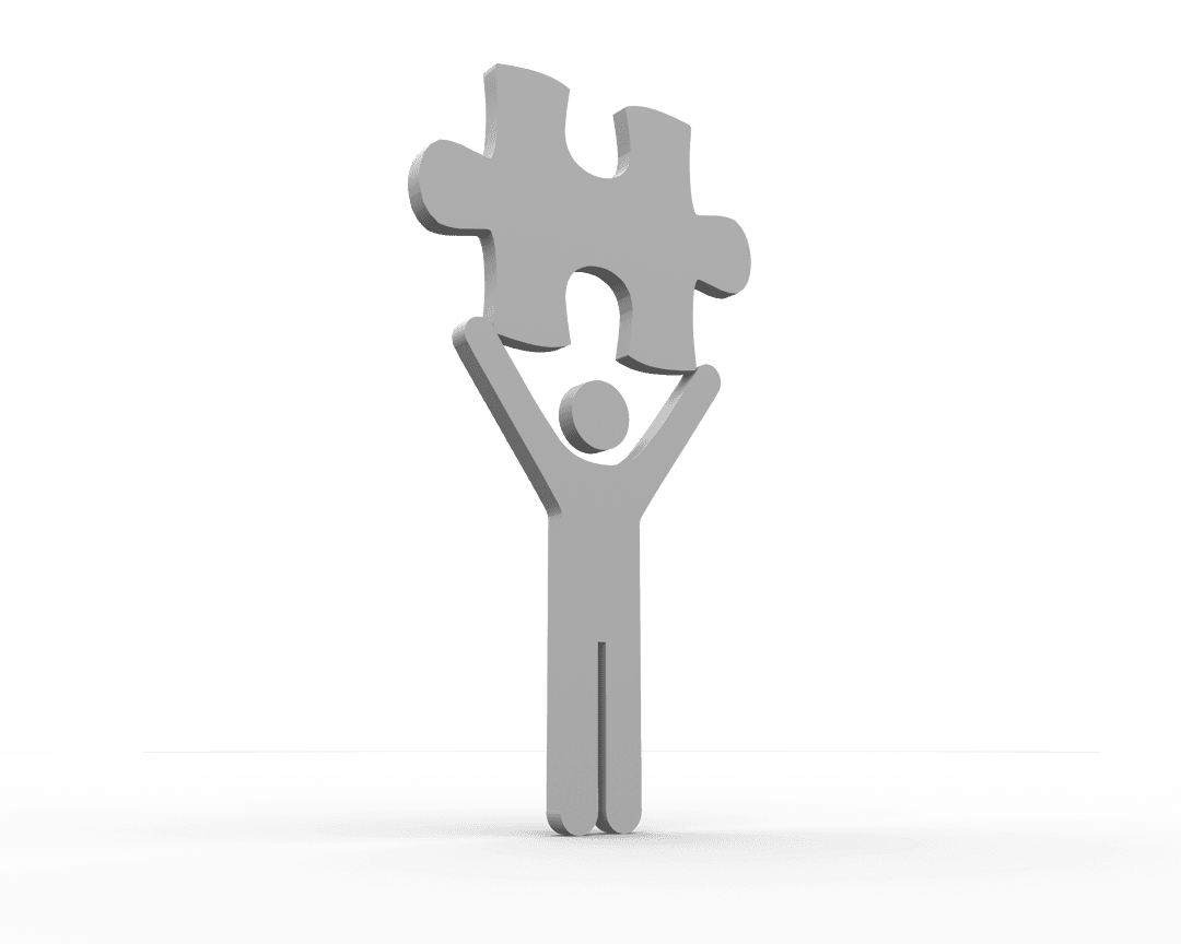 Gray Transparent Figure Holding Jigsaw Puzzle Piece