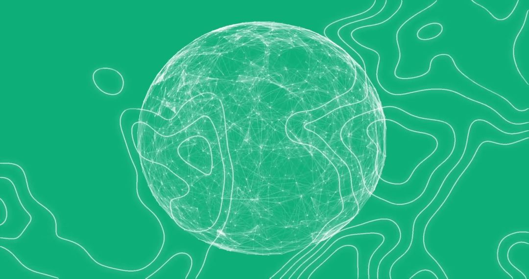 Global Network with Contour Lines against Green Background