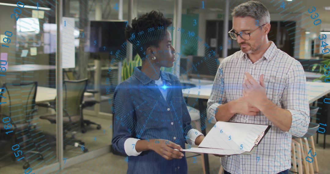 Coworkers Collaborating on Digital Telecommunications Solutions