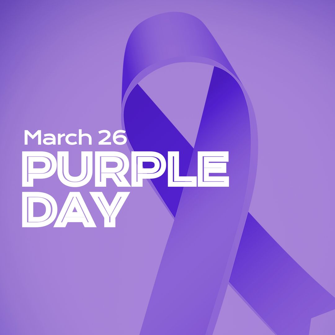 March 26 Purple Day Awareness Ribbon and Text Graphic