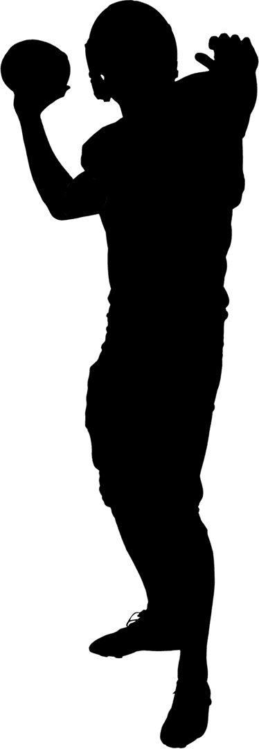 Transparent American Football Player in Dynamic Quarterback Stance