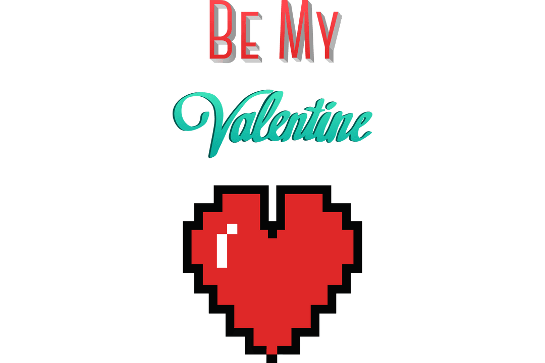 Pixelated Heart Be My Valentine Transparent Illustration