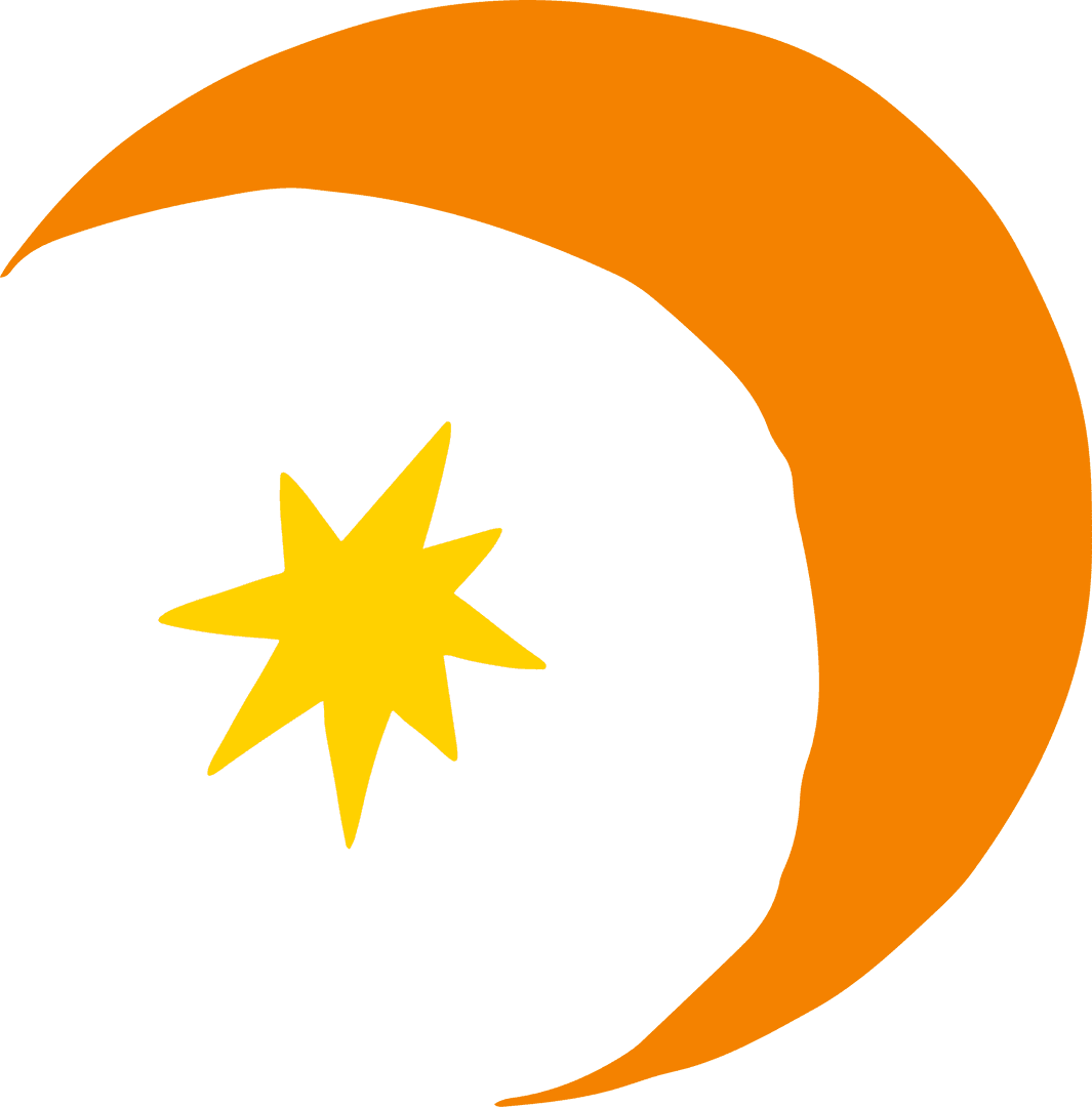 Minimalist Crescent and Star on Transparent Background