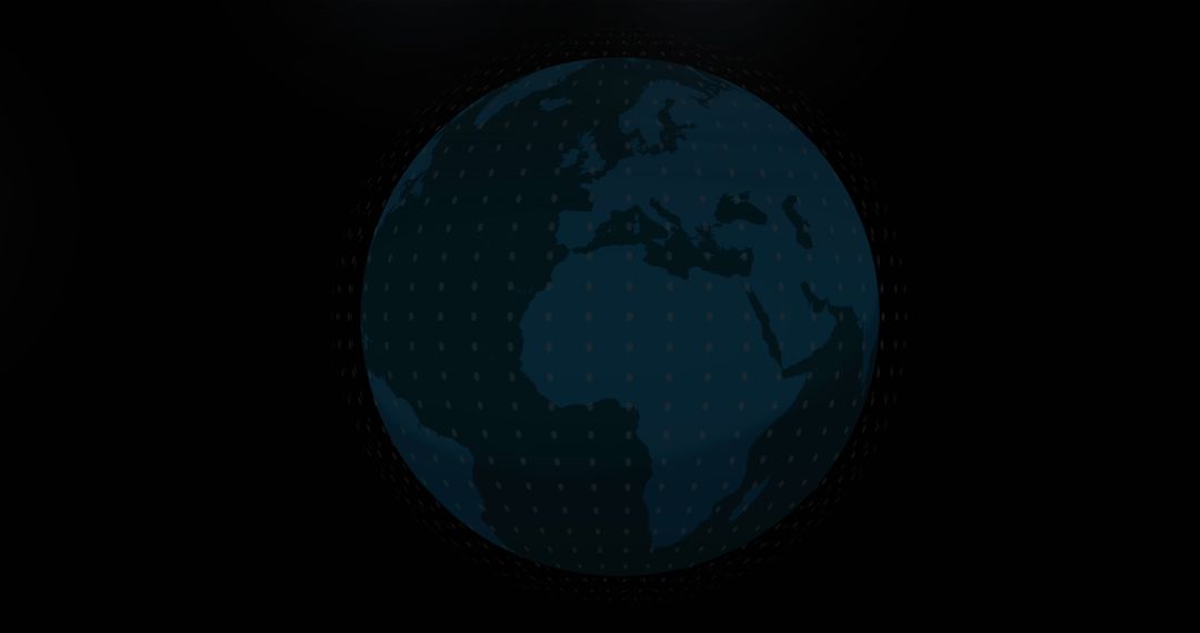Digital Globe with Futuristic Overlay on Black Background