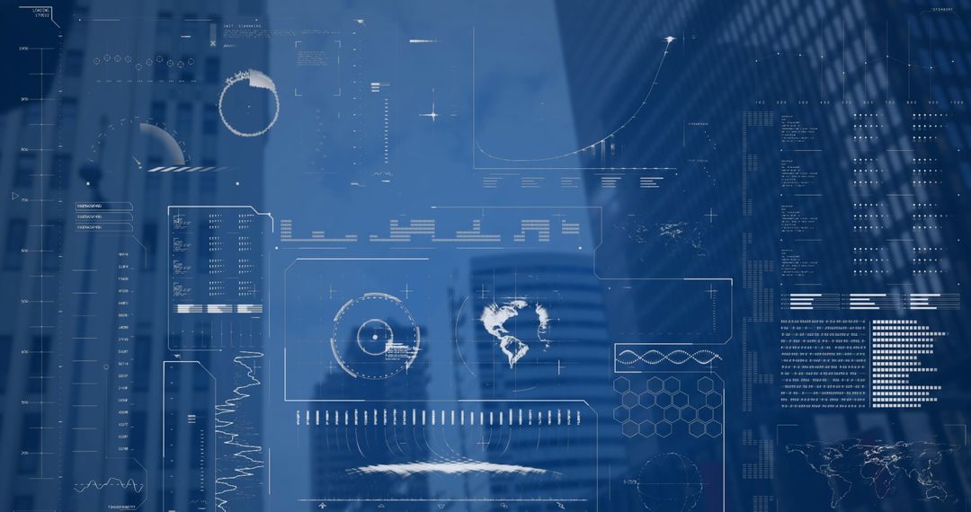 Digital Interface Displays Data on Skyscrapers