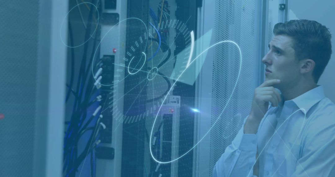 Young Technician Evaluating Data Center Operations