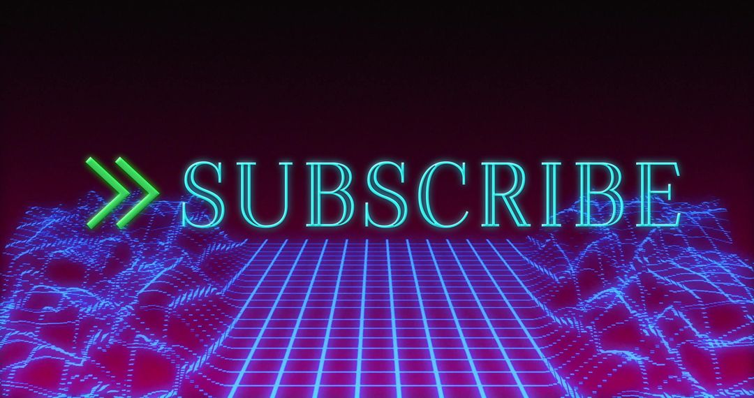 Futuristic Subscribe Text with Neon Laser Grid and Green Chevrons