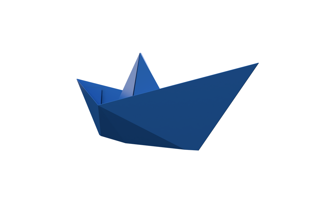 Single blue paper boat on transparent background - Download Free Stock Images Pikwizard.com