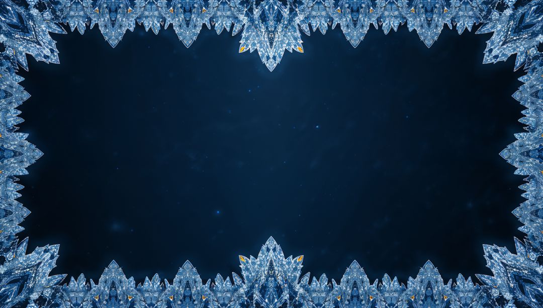 Blue Crystal Kaleidoscope Border Framing Navy Negative Space for Luxury Design