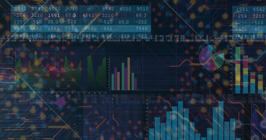 Futuristic Interface with Data Visualization and Technology Elements