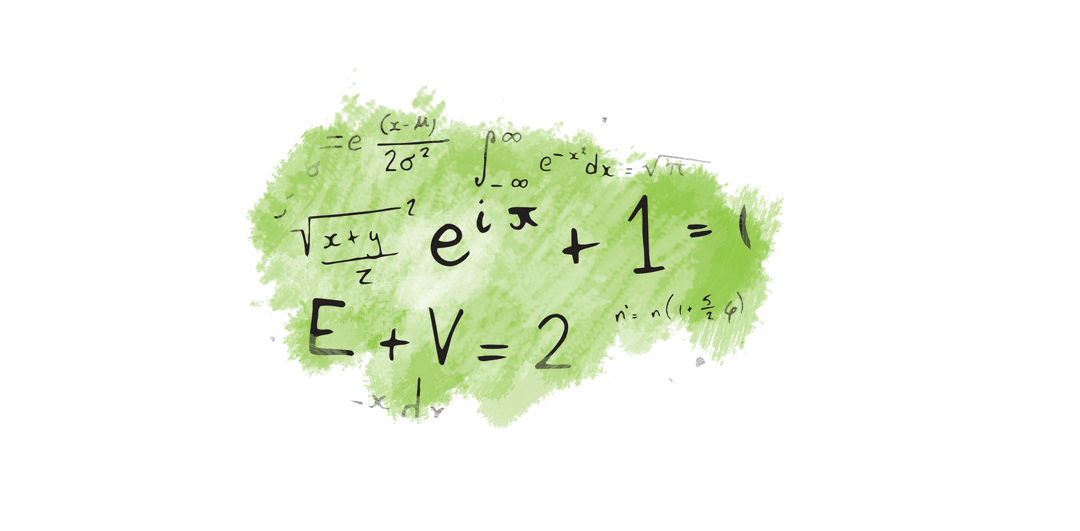 Math Equations on Green Watercolor Transparent Background Illustration