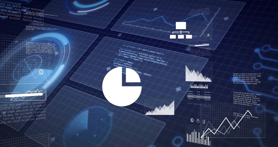 Futuristic Financial Data Analysis with Digital Charts and Graphs