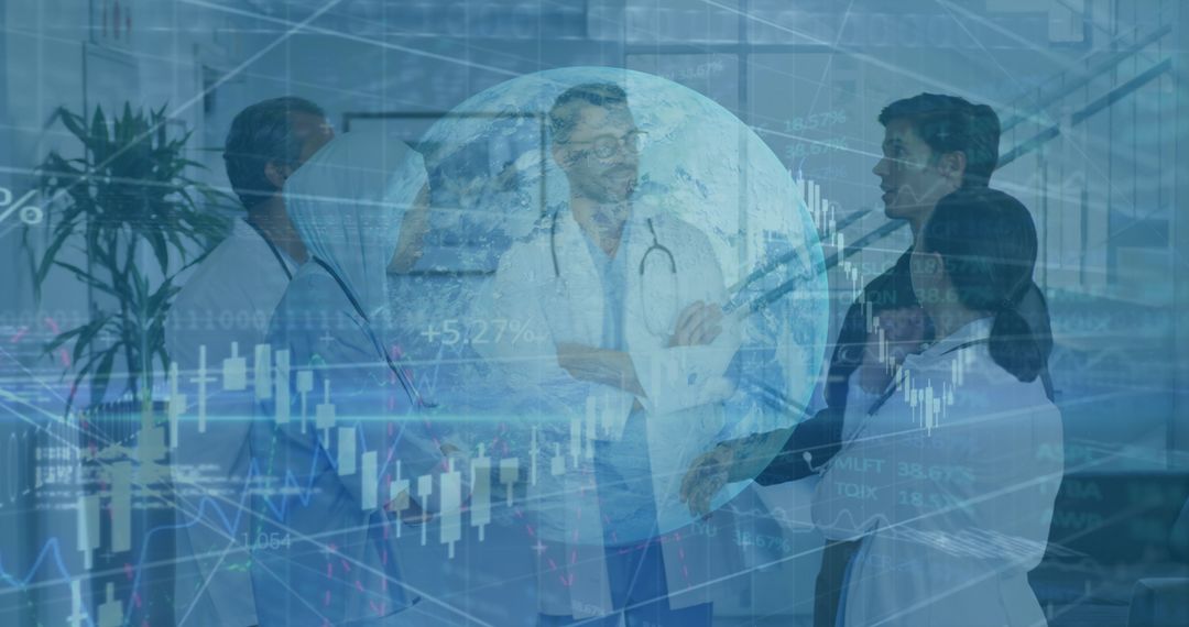 Doctors Collaborating on Global Healthcare Data Insights