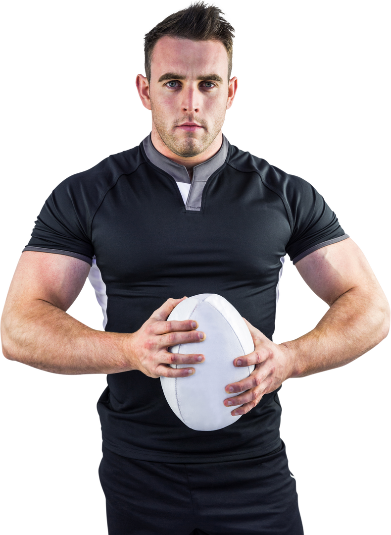 Tough Rugby Player Holding Ball Isolated Transparent Background - Download Free Stock Images Pikwizard.com