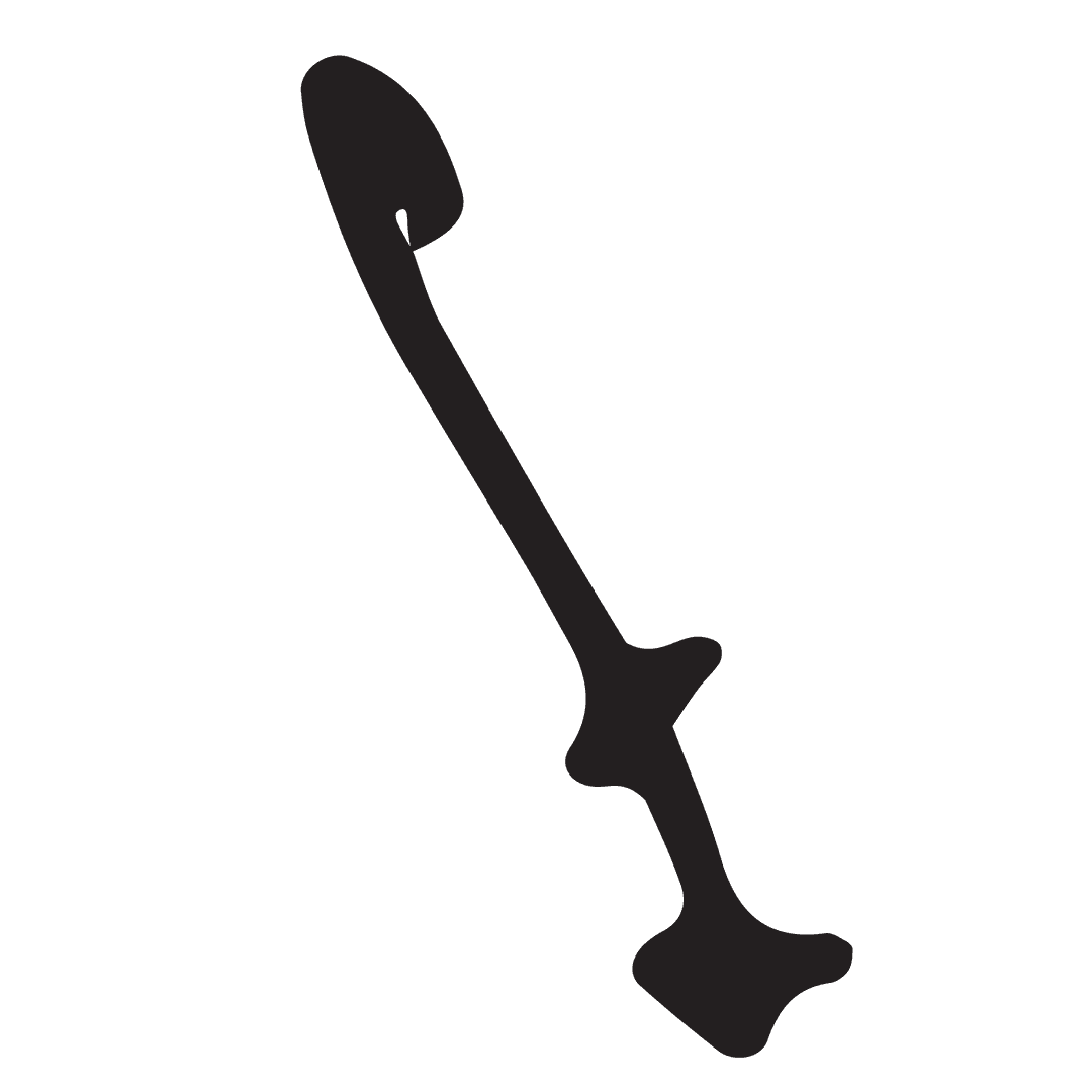 Black Silhouette of Hooked Tool on Transparent Background