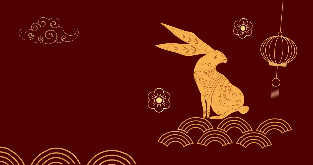 Golden Rabbit Design on Red Background for Chinese New Year