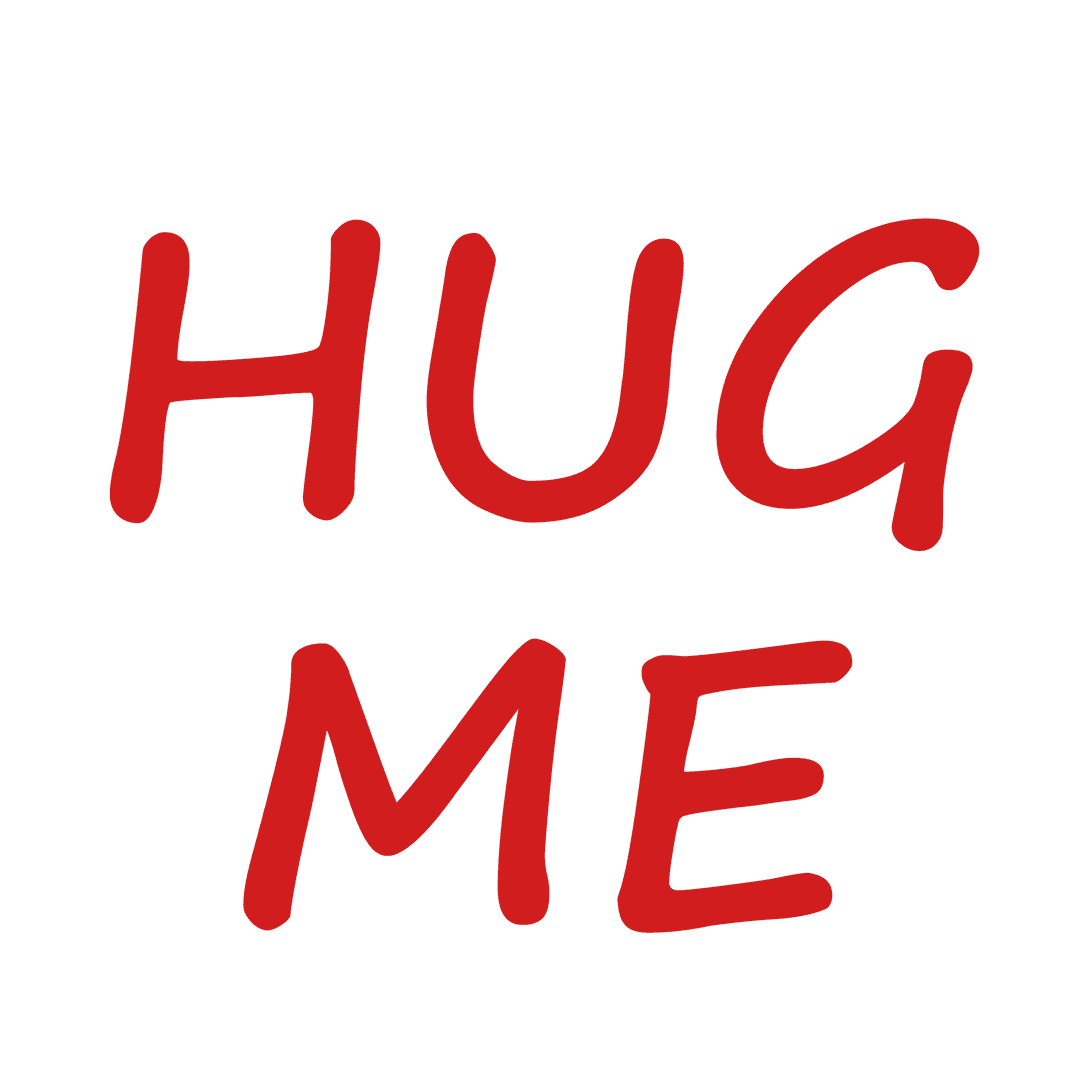Red Hug Me Text on Transparent Background Love Concept