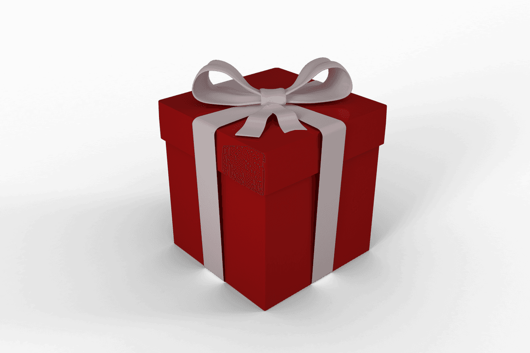 Red Gift Box with White Satin Bow Transparent Background