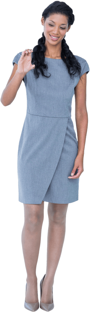 Businesswoman Pointing Digitally on Transparent Background