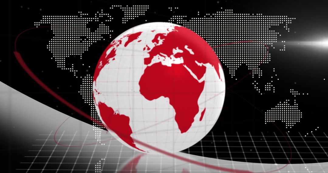 Digital Globe with World Map and Grid Background