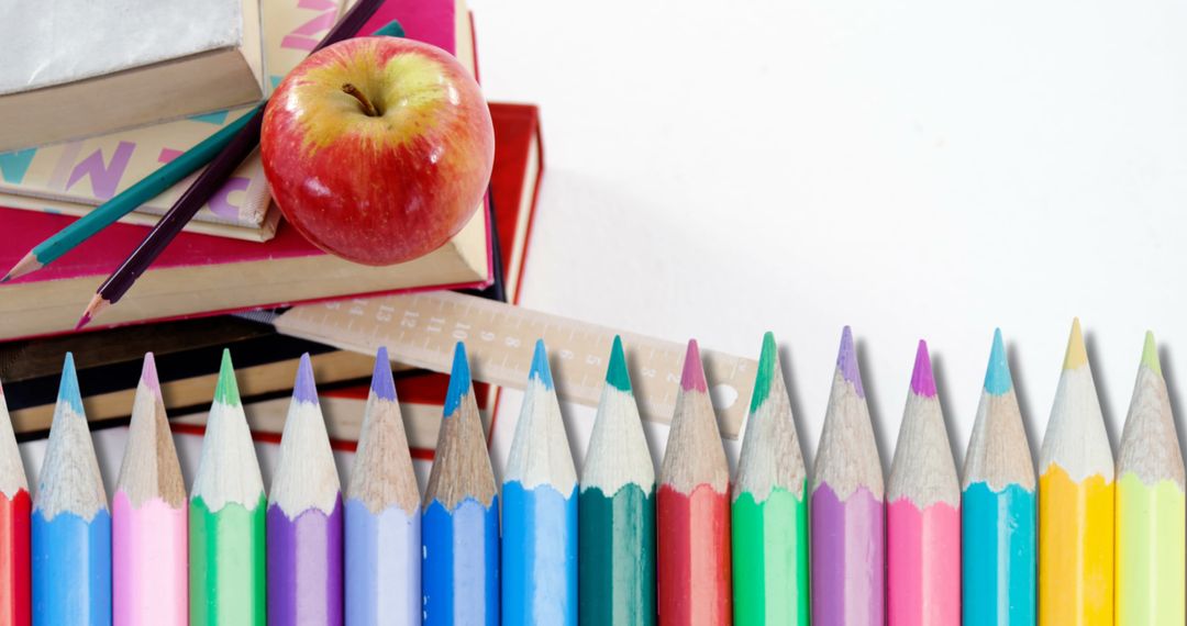 Colorful Pencils and School Supplies for Education Themes