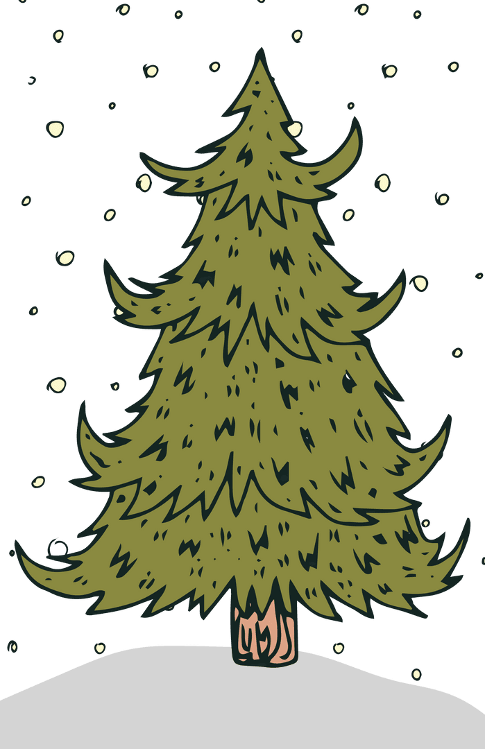 Transparent Christmas Tree Under Falling Snowflakes