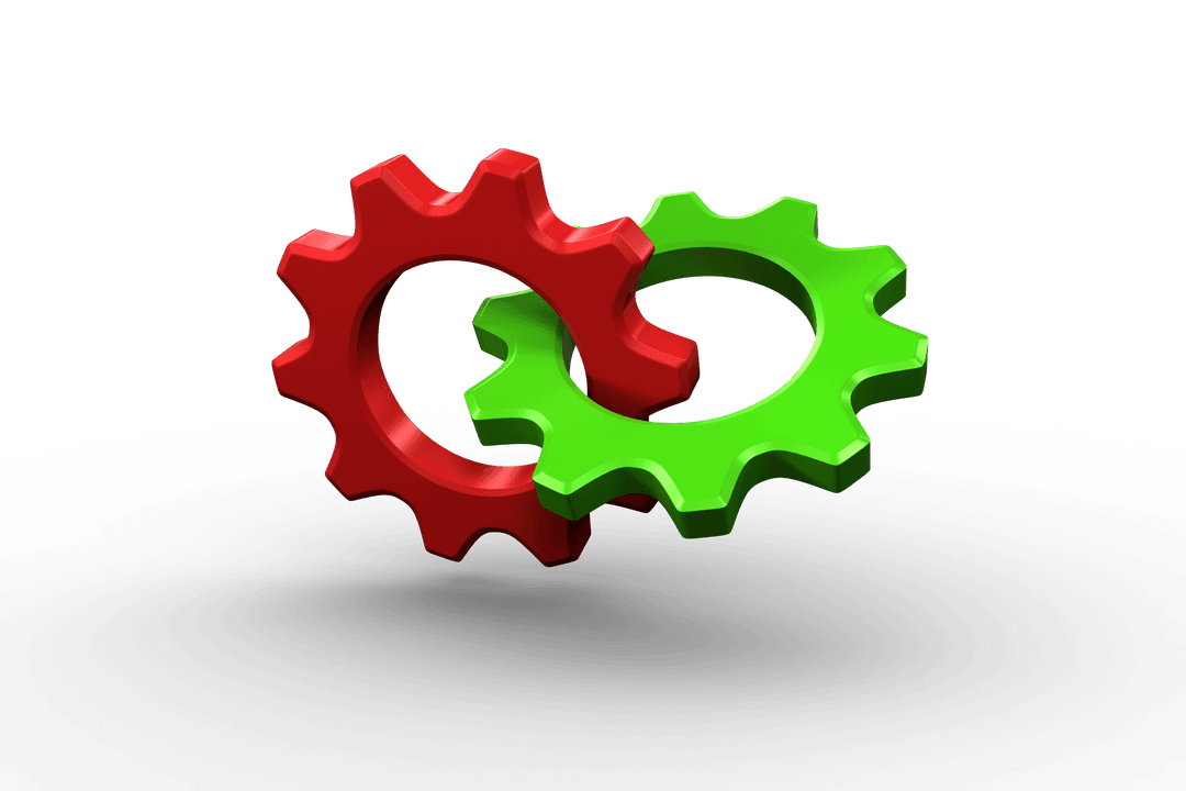 Interlinked Red and Green Cogs on Transparent Background - Download Free Stock Images Pikwizard.com