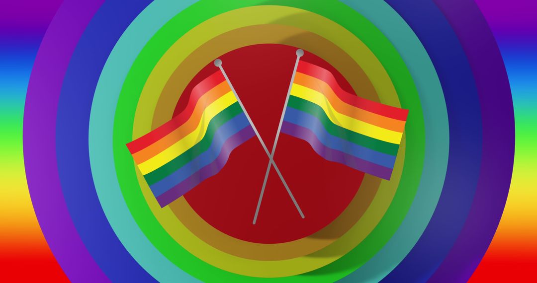 Digital Rainbow Flags Symbolizing LGBTQ Pride and Equality