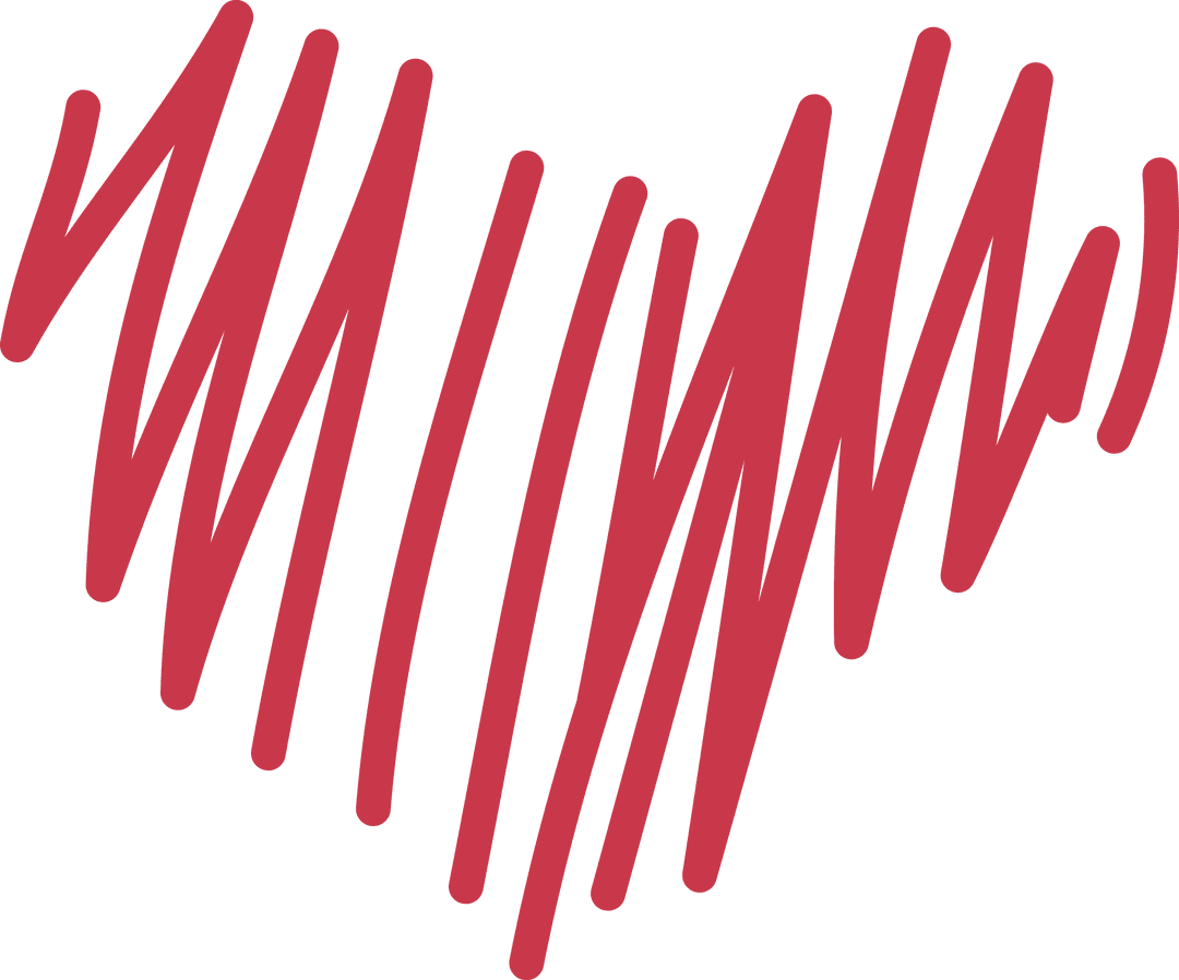 Creative Scribble Red Heart on Transparent Background for Romance Themes