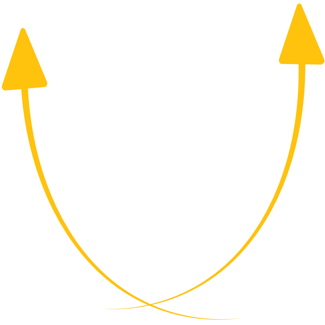Curved Yellow Arrows on Transparent Background Illustrating Movement