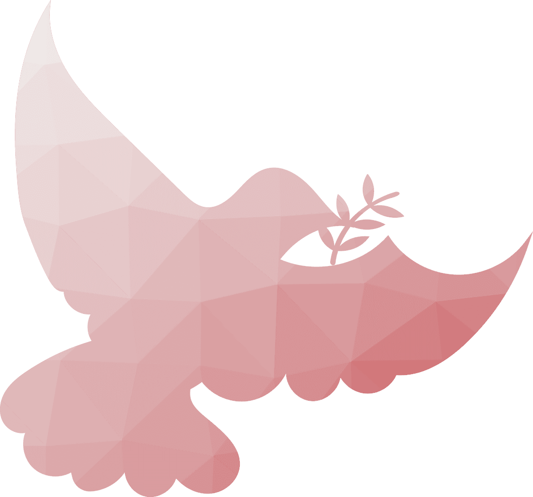 Geometric Pink Dove Illustration on Transparent Background