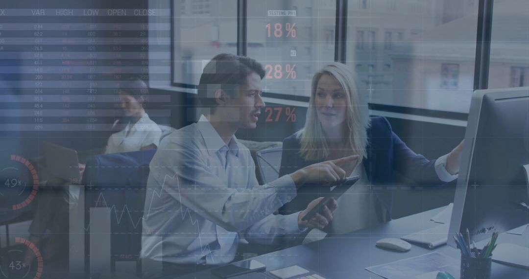 Financial Analysis with Diverse Team Brainstorming in Modern Office