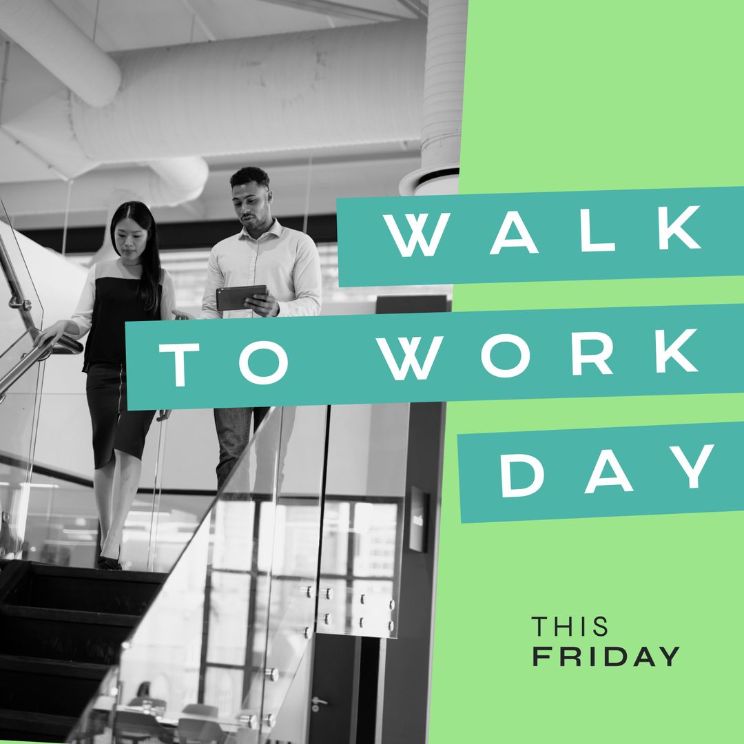 Walk to Work Day with Colleagues in Modern Office