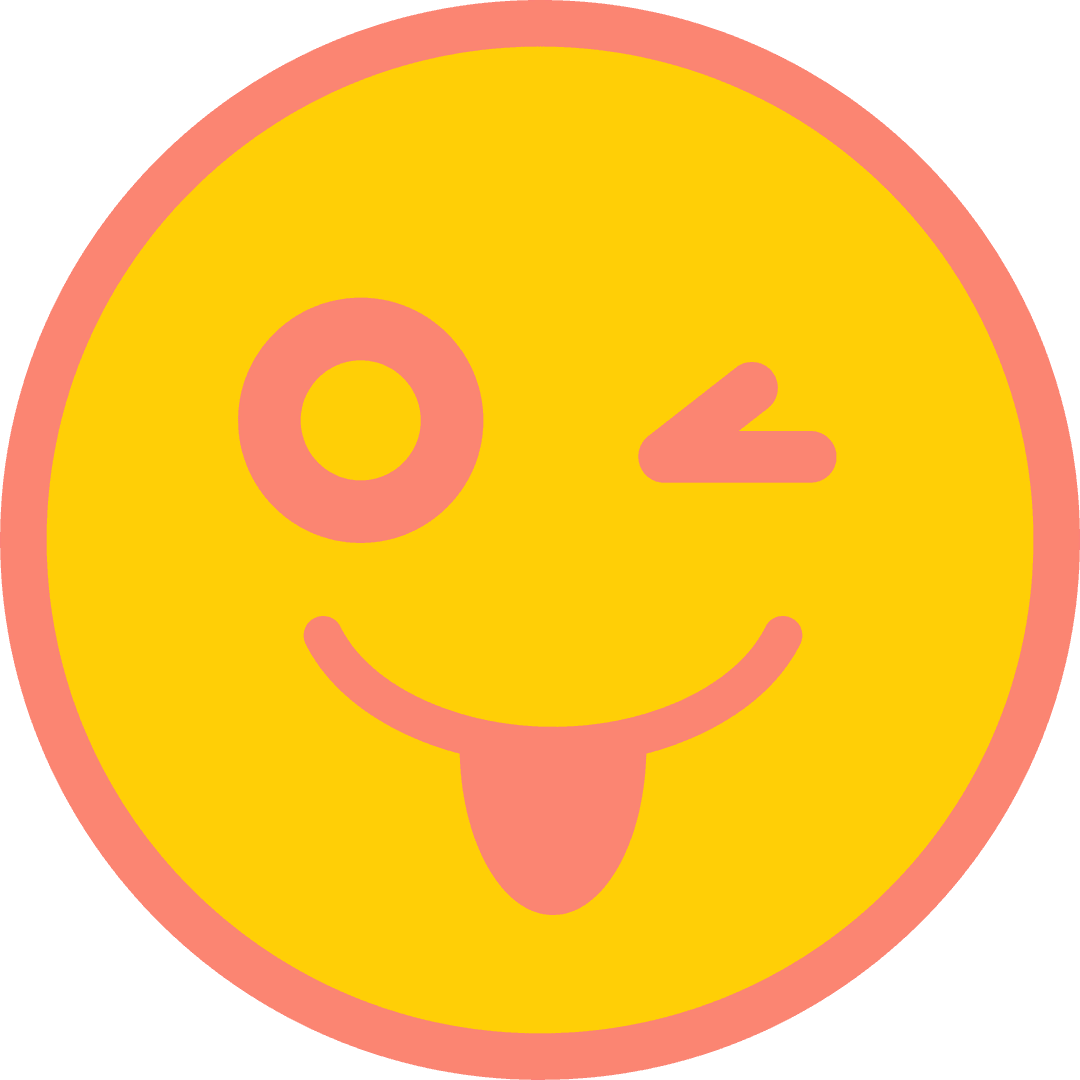 Playful Winking Emoji Face on Transparent Background