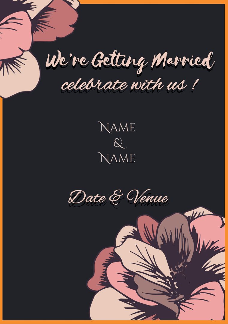 Elegant Floral Wedding Invitation Design with Romantic Text - Download Free Stock Templates Pikwizard.com