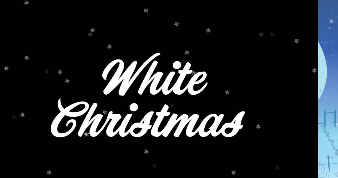White Christmas Text with Falling Snowflakes