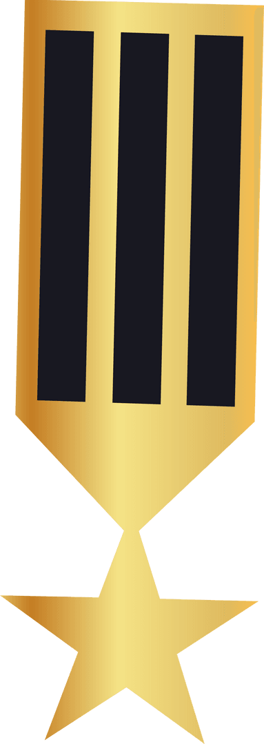 Gold Medal Emblem with Black Bars on Transparent Background