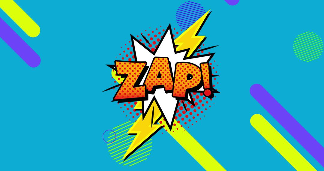 Dynamic Comic Book Style Zap Text on Colorful Blue Background