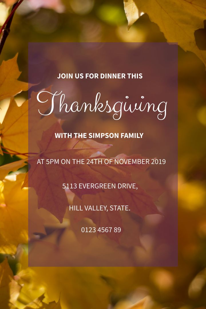 Thanksgiving Gathering Invitation with Autumn Leaves Background
