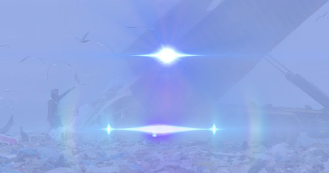 Surreal Glowing Lights at Rubbish Disposal Site