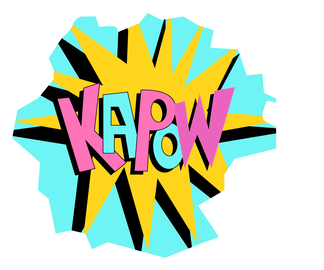 Vibrant Kapow Comic Starburst Pop Art on Transparent Background
