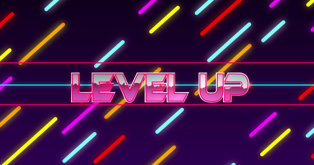 Retro Neon Level Up Gaming Banner