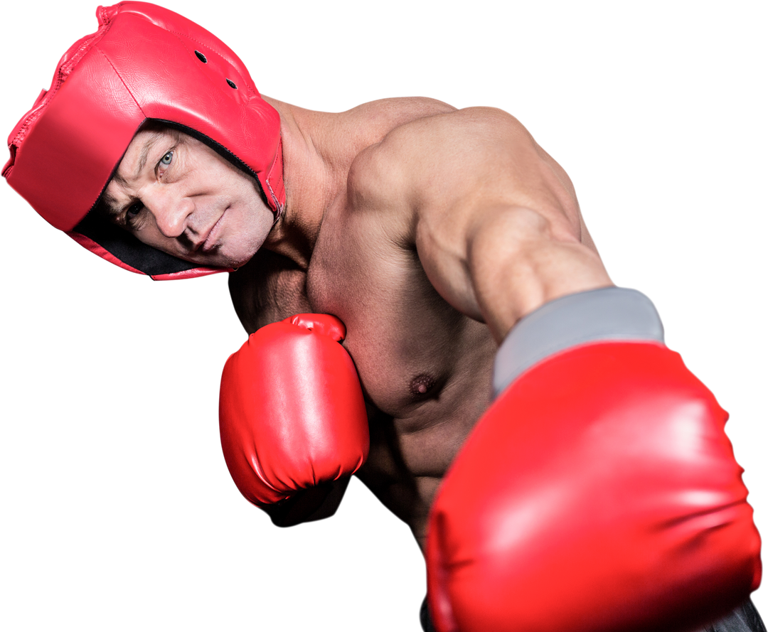 Focused Boxer with Gloves and Headgear Delivering Punch, Transparent Background - Download Free Stock Images Pikwizard.com